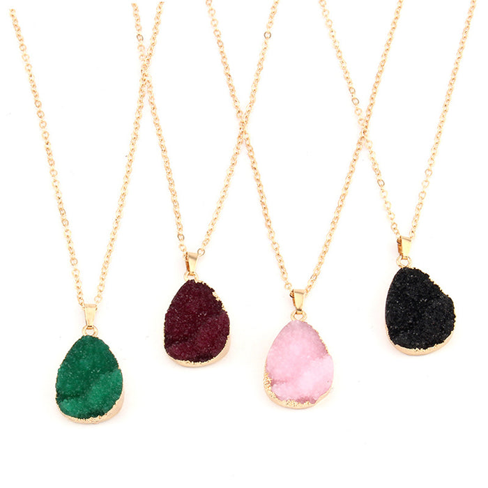 Gold Tone Irregular Teardrop Crystal Cluster Pendant Necklaces in Ten Colors