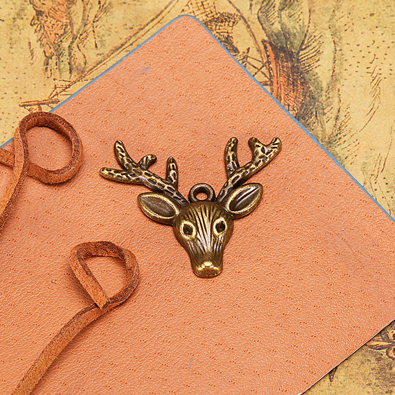 Christmas Reindeer Head Alloy Charm Pendant 36x33mm