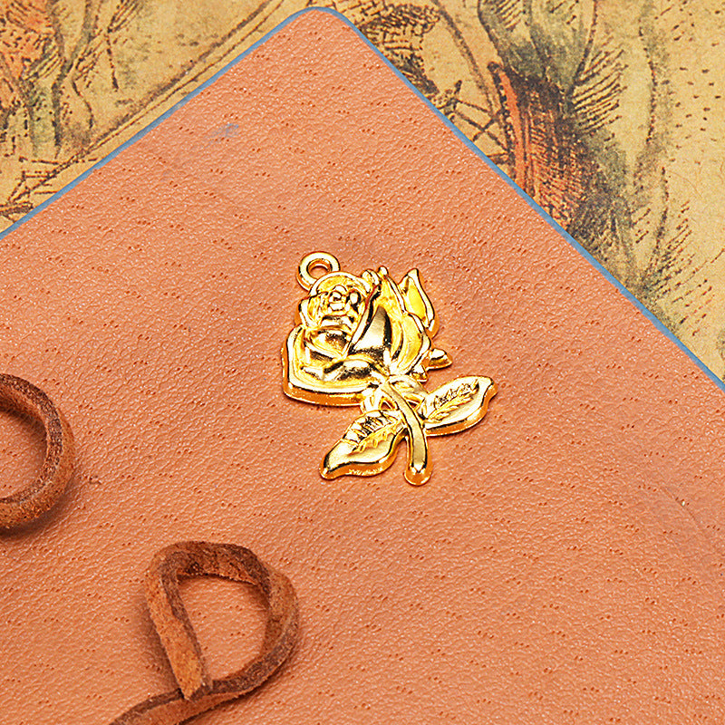 25x17mm Alloy Rose Double Bail Charm Pendant