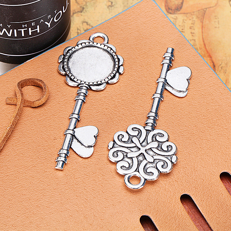 Vintage Key Charm Pendant with 20mm Bezel Setting