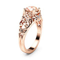 Rose Gold Tone Peach Crystal Filigree Ring Fashion Jewelry view 1