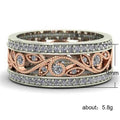 Rose Gold Leaf Openwork Two Tone Wide Statement Band Ring view 2