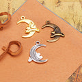 Moon Rabbit and Crescent Metal Charm in Three Finishes view 5