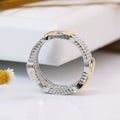 Silver And Gold-Tone X Band Ring With Crystal Pave view 3