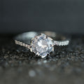 Silver Tone Six Prong Clear Crystal Solitaire Ring view 3