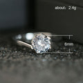 Silver Tone Six Prong Clear Crystal Raised Solitaire Ring view 5