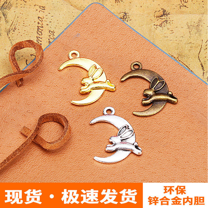22×17mm Vintage Moon Rabbit Alloy Charm Pendant