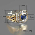 Blue Square Signet Ring With Gold-Tone Filigree Accents view 4