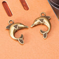 32x23mm Vintage Double-Sided Dolphin Alloy Charm Pendant