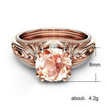 Rose Gold Tone Peach Crystal Openwork Halo Ring Fashion Jewelry view 5
