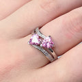 Double Heart Split-Shank Ring In Seven Stone Colors view 11