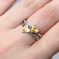 Double Heart Split-Shank Ring In Seven Stone Colors view 12