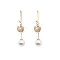 Gold Wire Nest Pearl Look Extra Long U Hook Earrings view 5