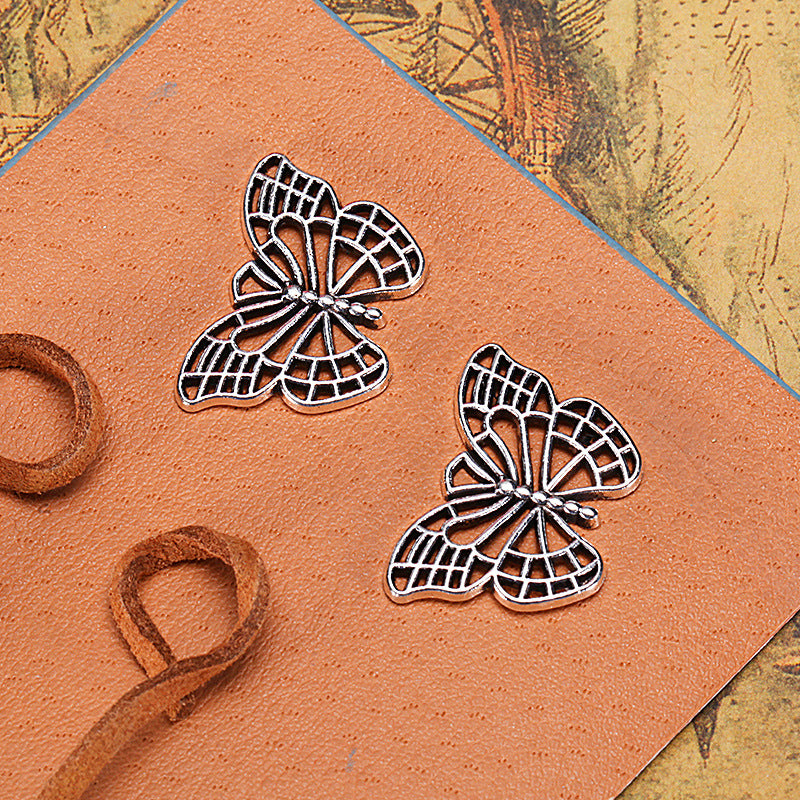 Hollow Butterfly Alloy Charm Pendant 25x18mm for Bracelets and Necklaces