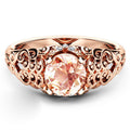 Rose Gold Tone Peach Crystal Filigree Ring Fashion Jewelry view 2