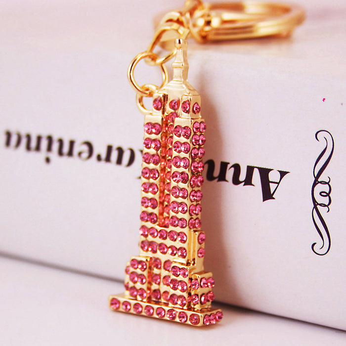 Colorful Rhinestone Eiffel Tower Keychain for Car Keys and Handbags
