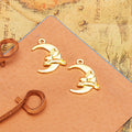 Moon Rabbit and Crescent Metal Charm in Three Finishes view 6