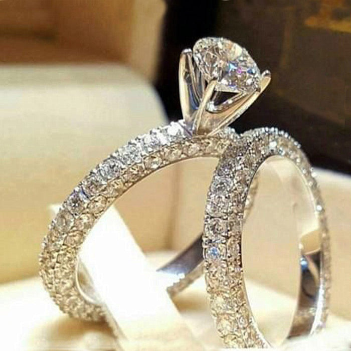 Silver Tone Double Loop Pavé Crystal Ring Fashion Jewelry