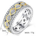 Gold Tone Infinity Motif Silver Pavé Wide Band Ring view 2