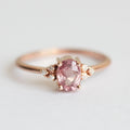 Pink Oval Three-Stone Ring In Polished Rose-Gold Tone view 1