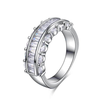 Silver Tone Baguette Channel Band Ring Jewelry Design