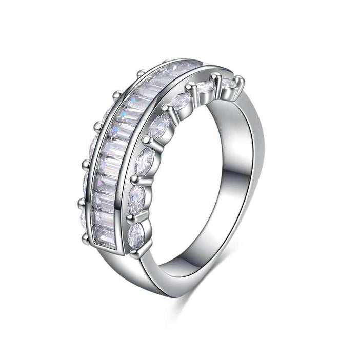 Silver Tone Baguette Channel Band Ring Jewelry Design