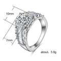 Silver-Tone Round Halo Crystal Ring With Baguette Shoulders view 5
