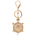Gold-Tone Rhinestone Turtle Keychain With Split Ring and Lobster Clasp view 5