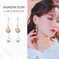 Gold Wire Nest Pearl Look Extra Long U Hook Earrings view 1