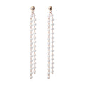Double Row Pearl Look Extra Long Chain Tassel Stud Earrings view 5