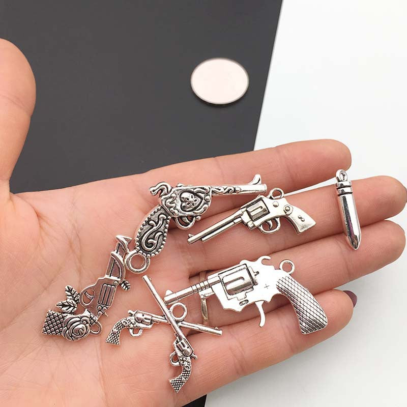 Antique Silver Zinc Alloy Gun Bullet Weapon Charm Pendant for DIY Necklace Bracelet