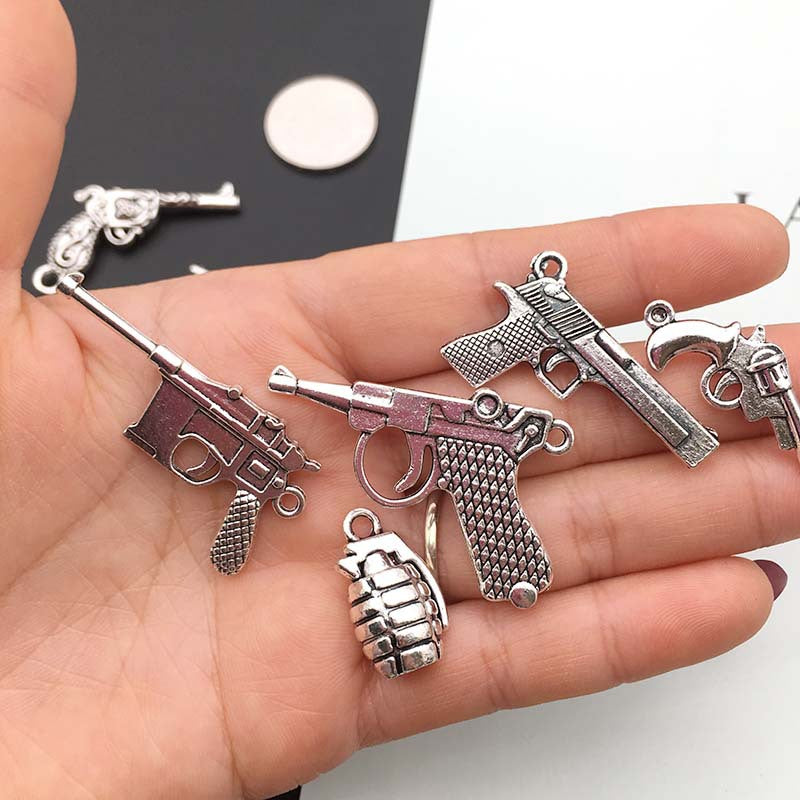 Antique Silver Zinc Alloy Gun Bullet Weapon Charm Pendant for DIY Necklace Bracelet