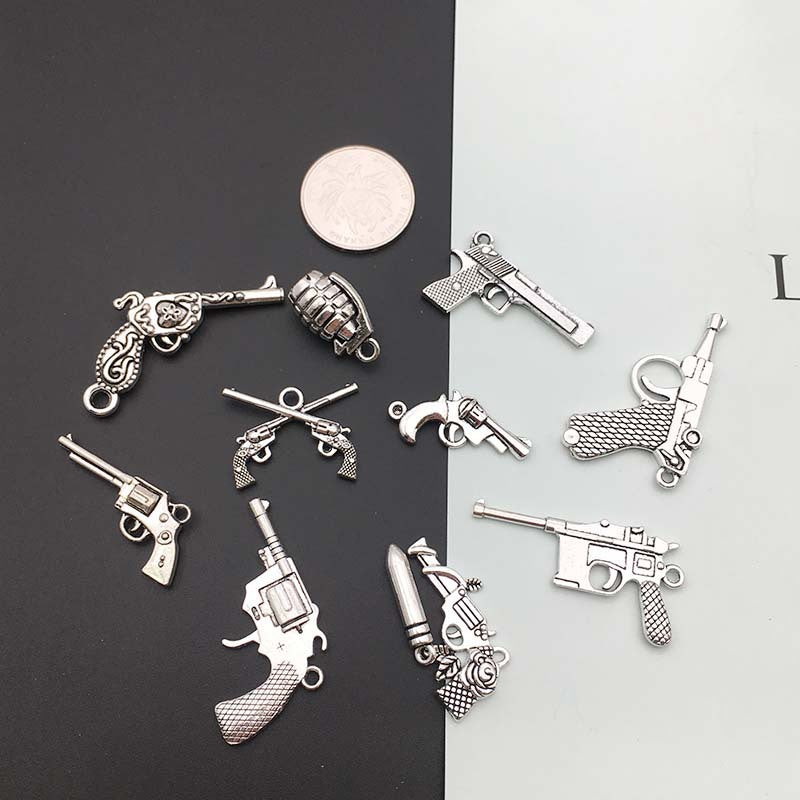 Antique Silver Zinc Alloy Gun Bullet Weapon Charm Pendant for DIY Necklace Bracelet