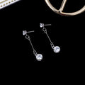 Six Shape Silver Tone Faceted Stone Long Chain Earrings view 4