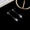 Six Shape Silver Tone Faceted Stone Long Chain Earrings view 2