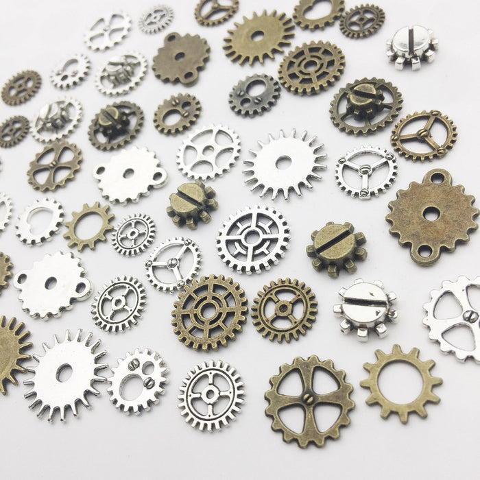 Vintage Metallic Gear Metal Charms for Jewelry and Craft Projects