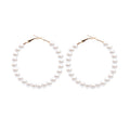 White Pearl Look Large Hoop Earrings in Two Bead Patterns view 5