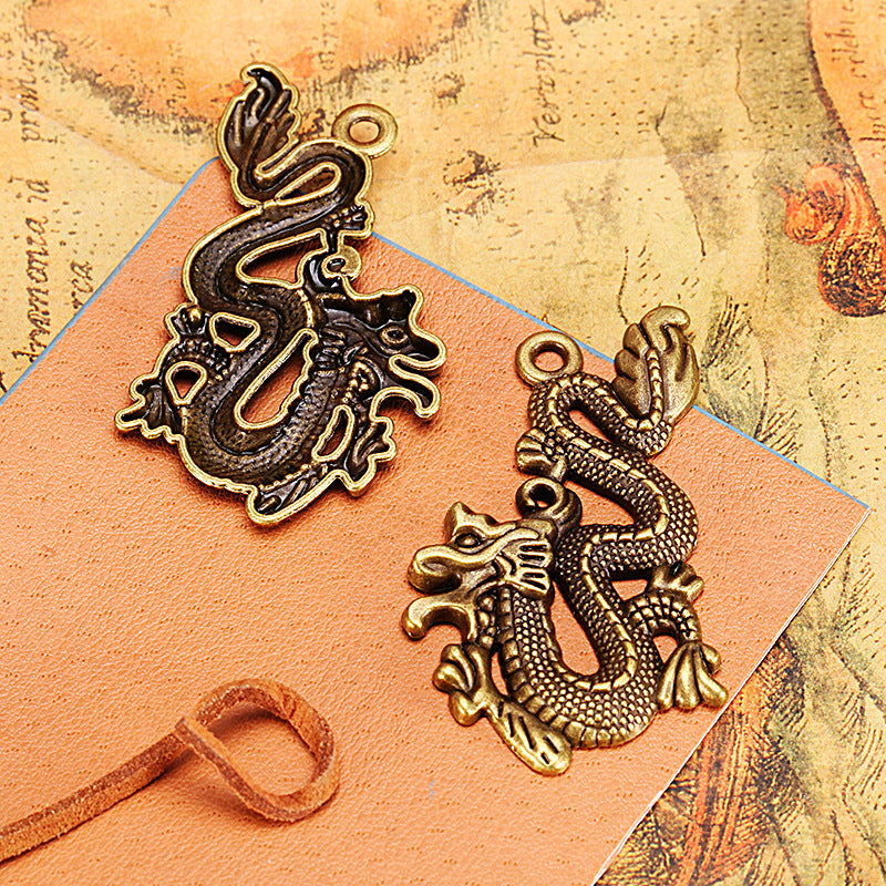 Chinese Dragon Alloy Charm Pendant 54x30mm