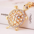 Gold-Tone Rhinestone Turtle Keychain With Split Ring and Lobster Clasp view 1