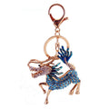 Chinese Qilin Rhinestone Metal Keychain With Split Ring And Clasp view 5