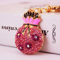 Crystal Flower Money Bag Keychain in Four Colors, Gold Tone Hardware view 2