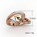 Rose Gold Tone Double Heart Ring In A Polished Decorative Design view 2