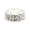 Five Width Clear Stone Stretch Row Statement Bracelets view 9