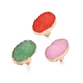 Gold Tone Large Irregular Crystal Cluster Adjustable Rings in Three Colors view 1