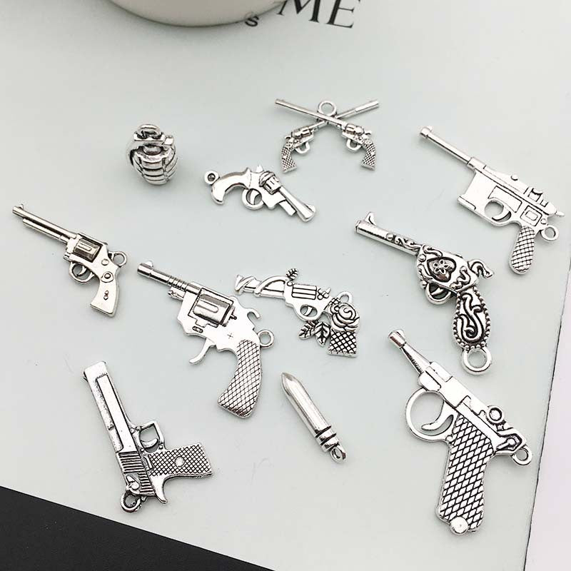 Antique Silver Zinc Alloy Gun Bullet Weapon Charm Pendant for DIY Necklace Bracelet