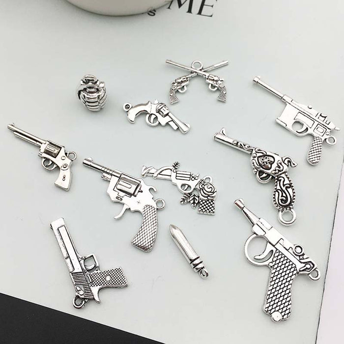 Antique Silver Guitar Metal Charms with 11 Listed Options