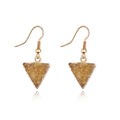 Gold Tone Triangle Crystal Cluster Hook Earrings in Three Bright Colors view 6