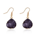 Gold Tone Irregular Oval Crystal Cluster Hook Earrings in Four Colors view 5