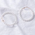 White Pearl Look Large Hoop Earrings in Two Bead Patterns view 6
