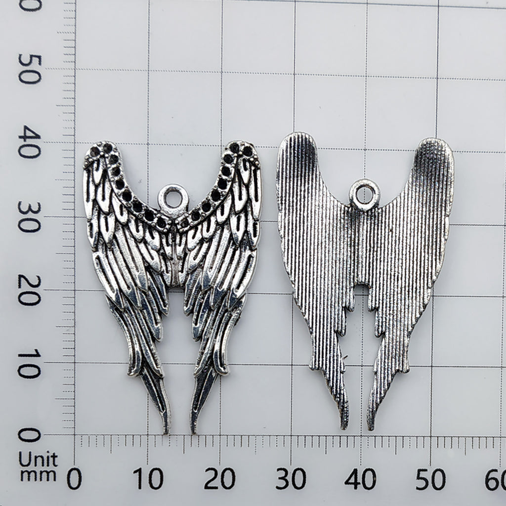Antique Zinc Alloy Feather Wing Charm Pendant for DIY Necklace Bag Shoe Clothing Decoration
